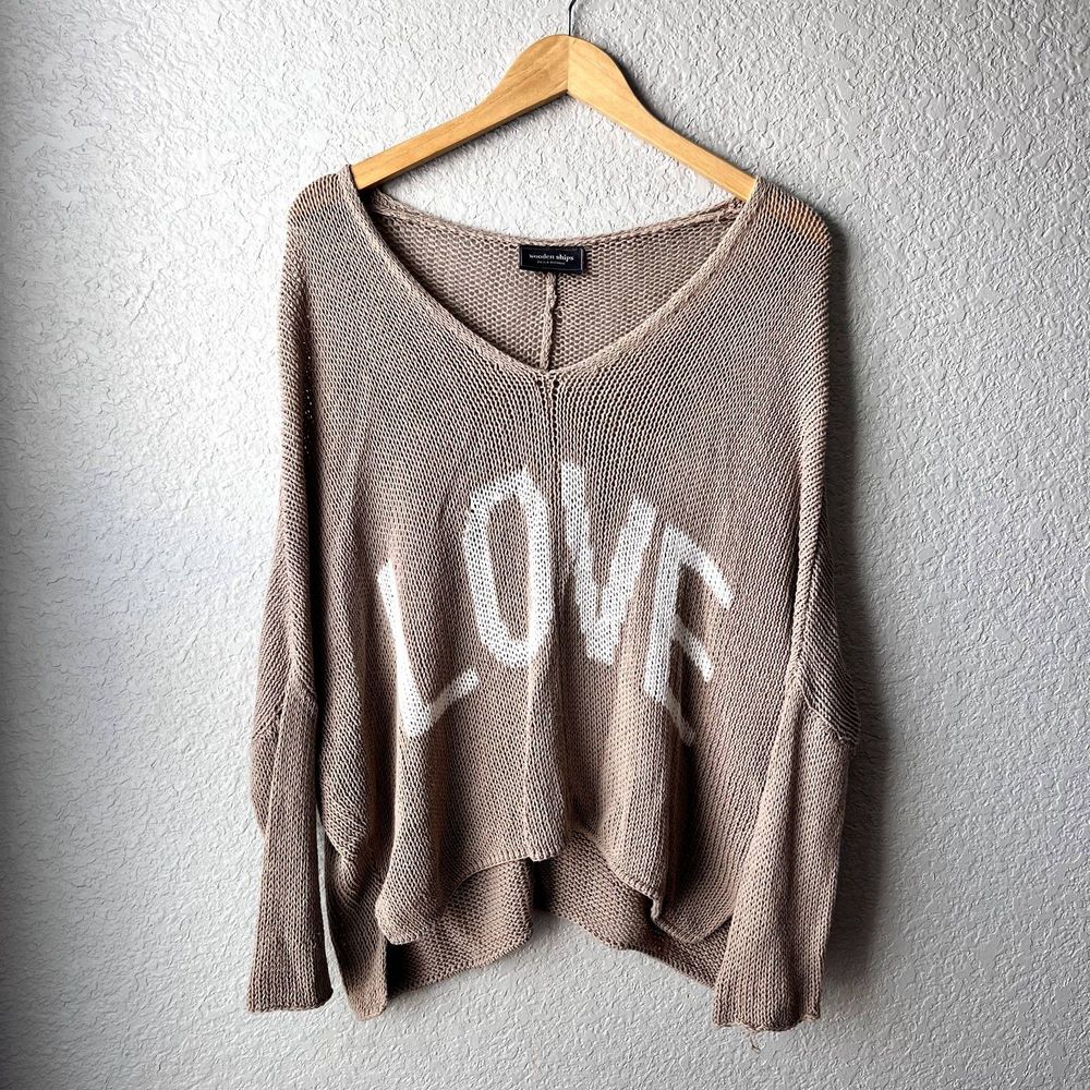 Wooden Ships Love Crochet Sweater Size Large